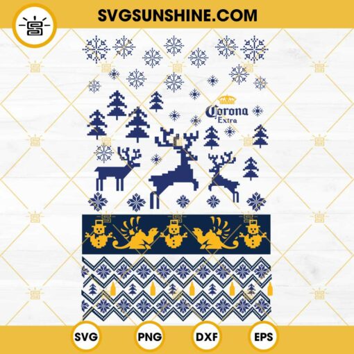 Corona Extra Ugly Christmas Sweater SVG, Beer Corona Christmas SVG PNG DXF EPS For Cricut Silhouette Cameo