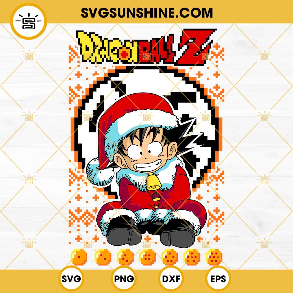 Christmas Goku Ugly Sweater SVG, Dragon Ball Z Christmas SVG PNG DXF EPS For Cricut Silhouette Cameo