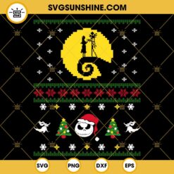 Jack and Sally Ugly Christmas Sweater SVG, The Nightmare Before Christmas Ugly Sweater SVG PNG DXF EPS For Cricut Silhouette Cameo