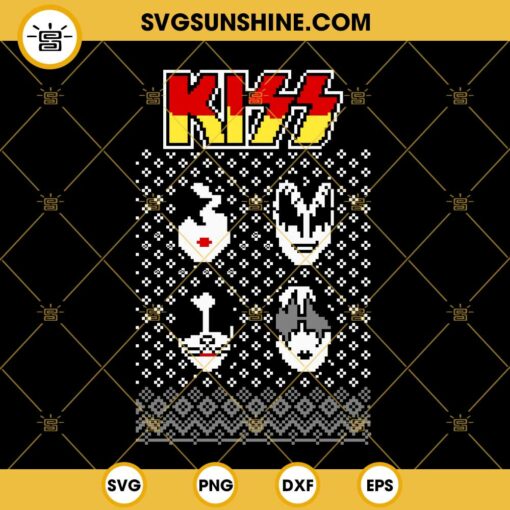 Kiss Band Ugly Christmas Sweater SVG, Kiss Christmas SVG PNG DXF EPS For Cricut Silhouette Cameo