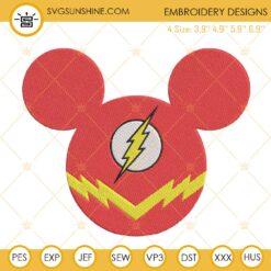 Flash Superhero Mouse Ears Embroidery Design File
