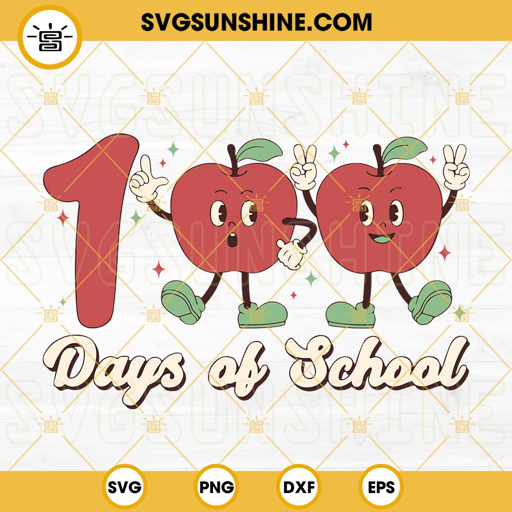 100 Days Of School SVG, Apple SVG, Kids SVG, Teacher SVG PNG DXF EPS Cut Files