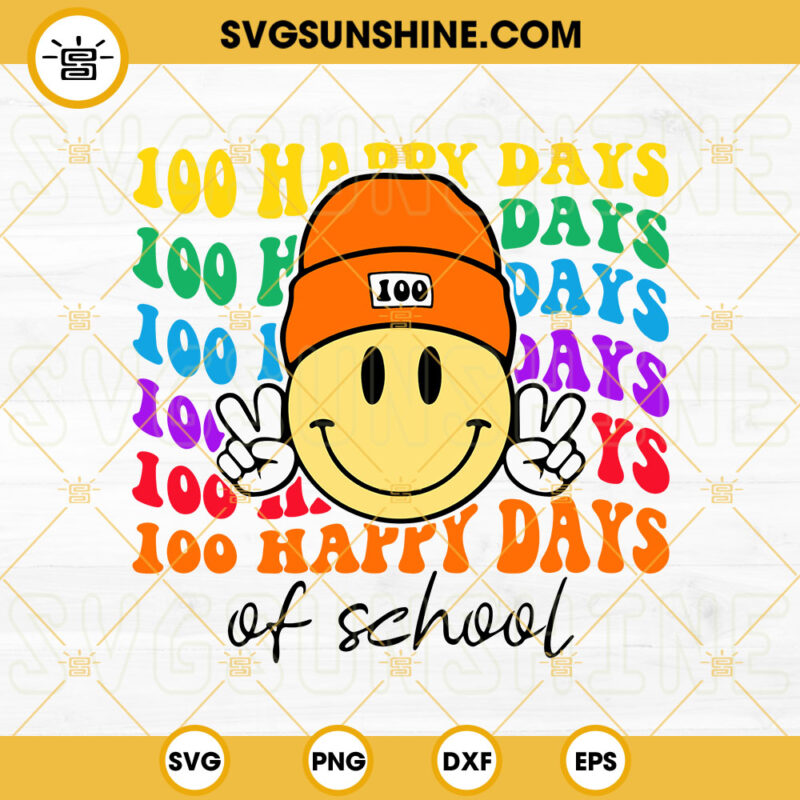 100 Days Of School Smiley Face Svg Smiley Face With Beanie Svg 100