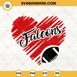 Atlanta Falcons Heart SVG, Falcons Football SVG, NFL Team SVG PNG DXF EPS Files For Cricut