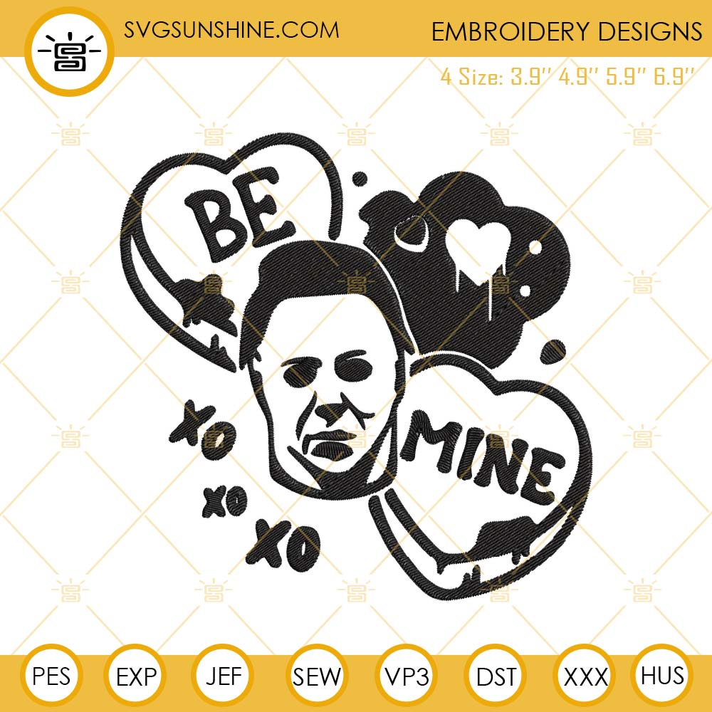 Be Mine Michael Myers Embroidery Design, Valentine's Day Horror Character Embroidery File