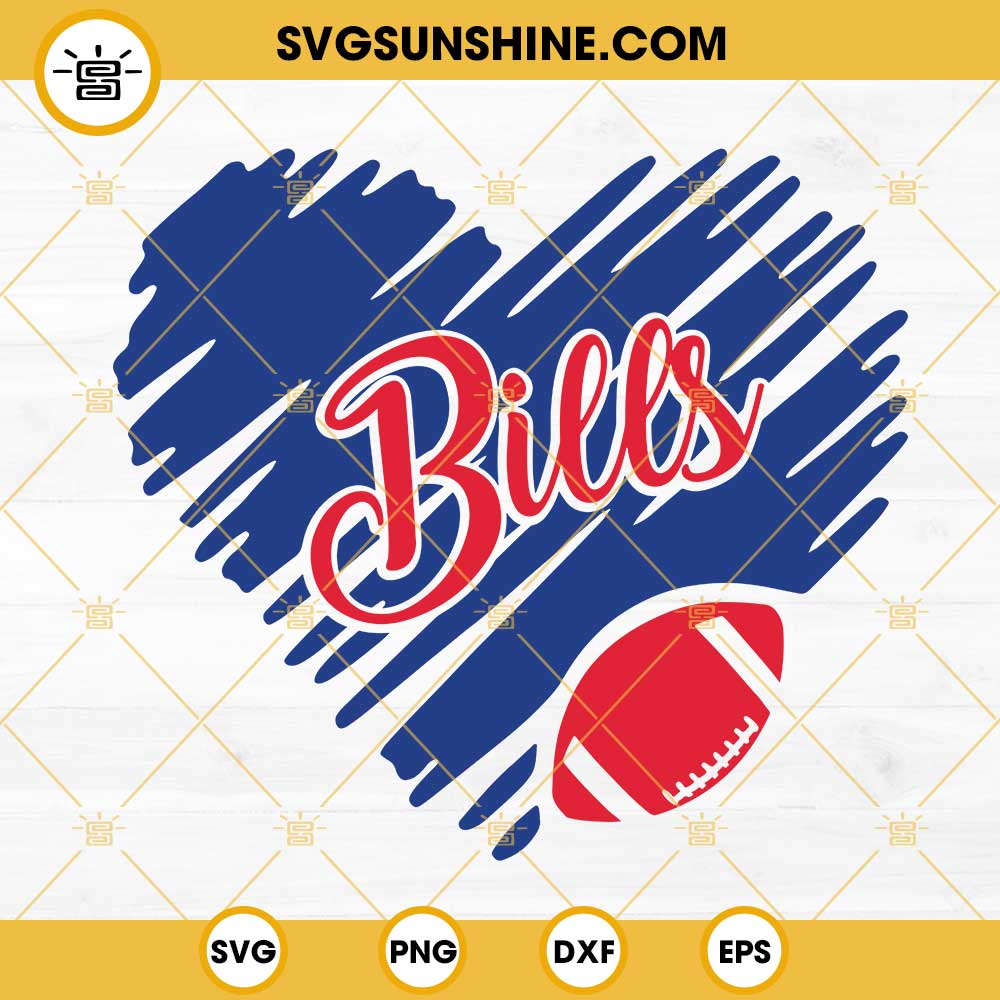 Buffalo Bills SVG, NFL SVG, Bills Heart Football SVG PNG DXF EPS Cricut Silhouette