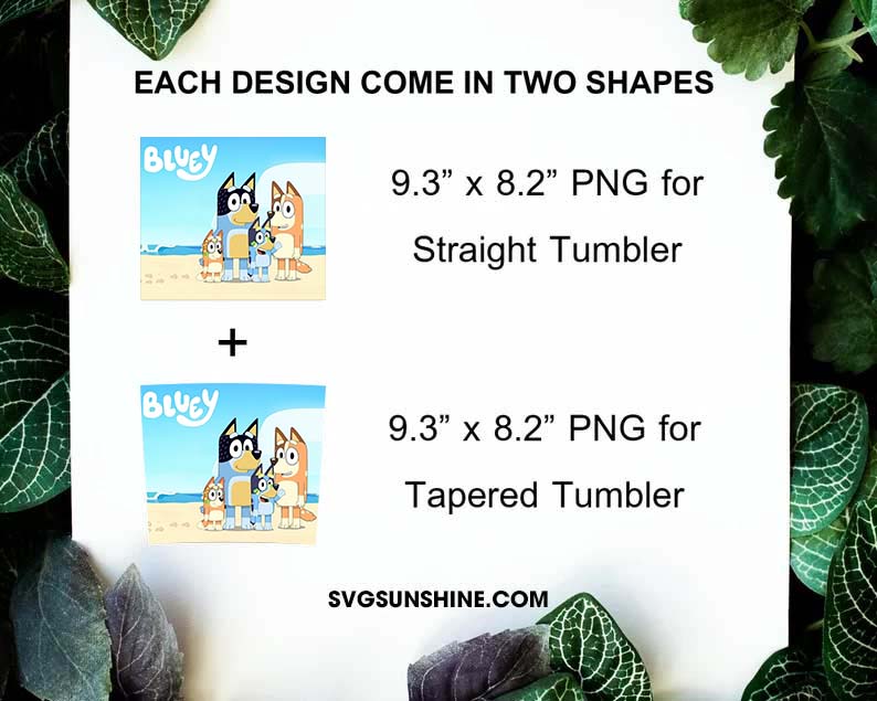 Bluey 20oz Skinny Tumbler Wrap Sublimation Design, Cartoon Tumbler PNG Digital Download