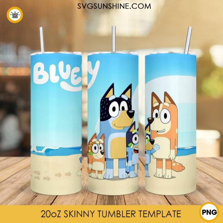 Bluey 20oz Skinny Tumbler Wrap Sublimation Design, Cartoon Tumbler PNG ...