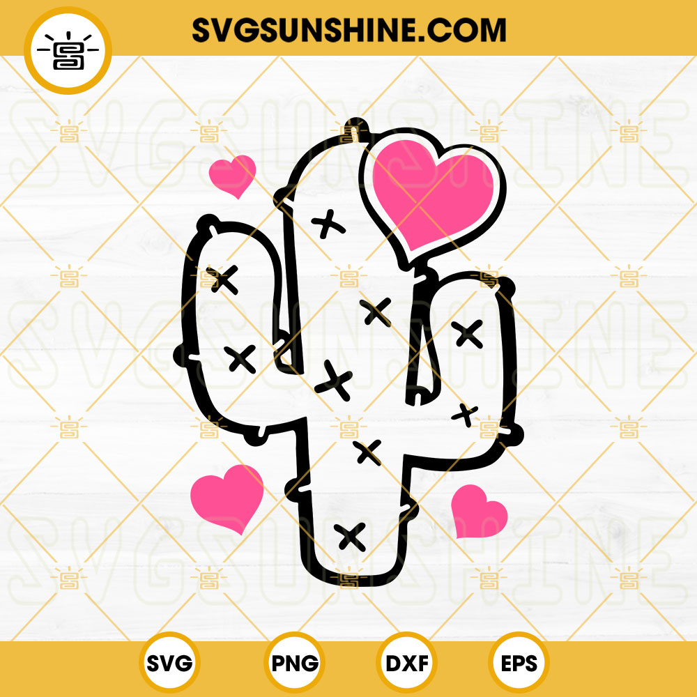Cactus With Heart SVG, Cactus Valentine's Day SVG Cut Files