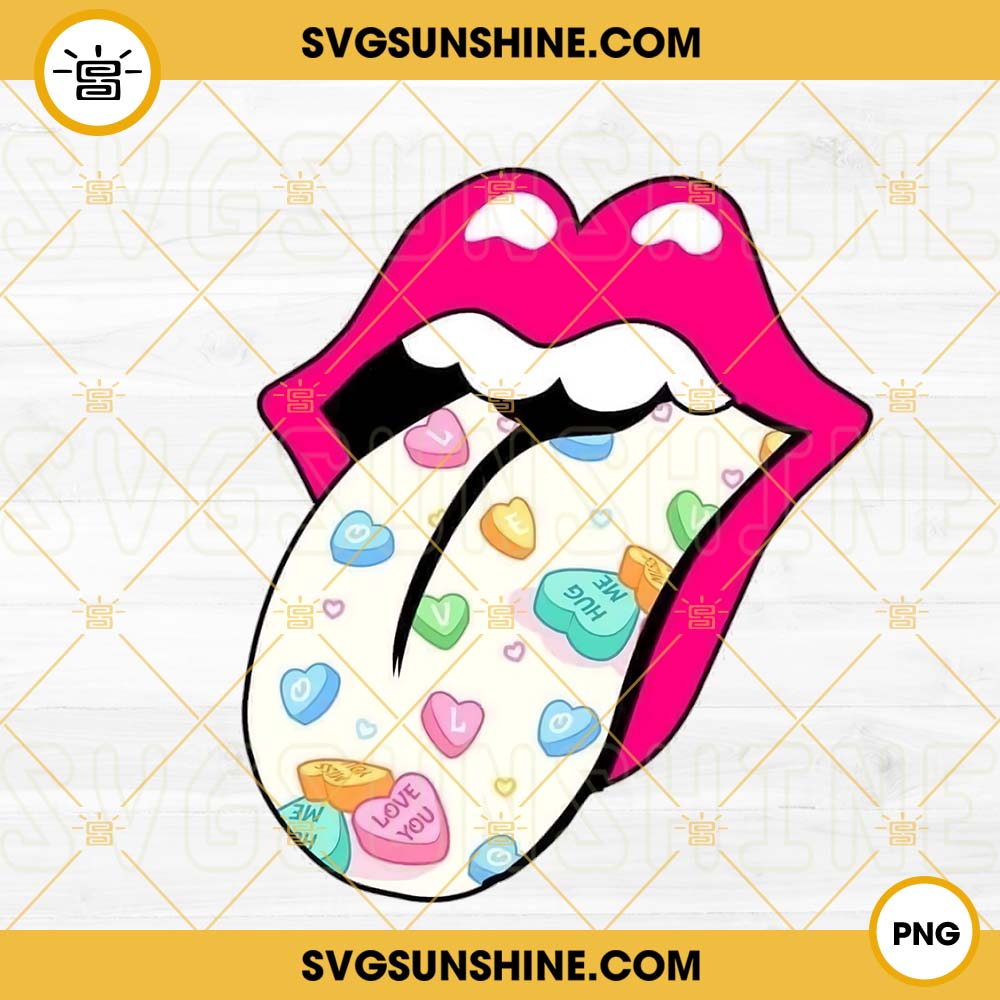 Candy Heart Lip PNG, Valentine Tongue PNG, Cute Valentine's Day PNG Digital Download