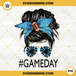 Carolina Panthers Game Day Messy Bun PNG, Football Mom PNG, Panthers Football NFL PNG Digital File