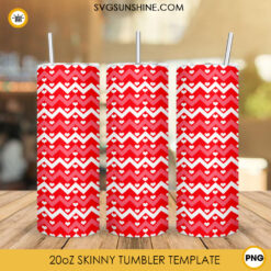 Chevron Heart Background 20oz Skinny Tumbler Wrap, Valentines Day Tumbler PNG Design