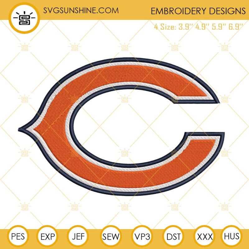 Chicago Bears Logo Embroidery Files, NFL Football Team Machine ...