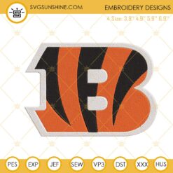 Cincinnati Bengals Logo Embroidery Files, NFL Football Team Machine Embroidery Designs