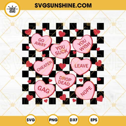 Conversation Hearts SVG, Checkered SVG, Candy Heart SVG, Anti Valentine’s Day SVG