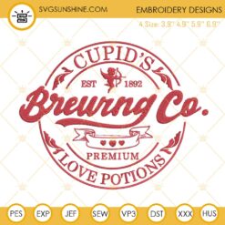 Cupid's Brewing Company Embroidery Designs, Valentine's Day Embroidery Files