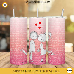 Cute Couple 20oz Skinny Tumbler Wrap, Valentine's Day Skinny Tumbler Sublimation Design