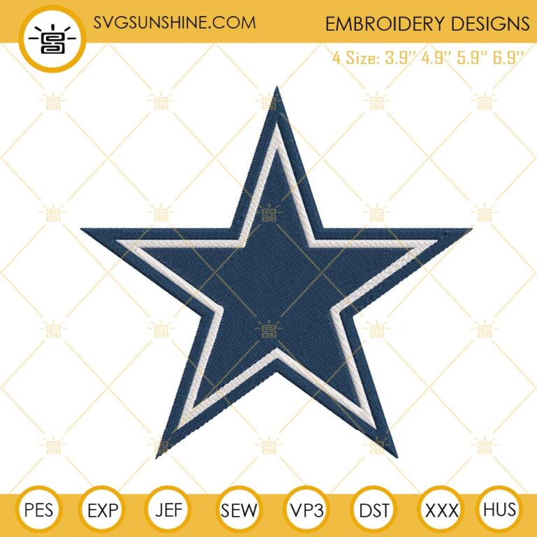 Dallas Cowboys Logo Embroidery Files, NFL Football Team Machine