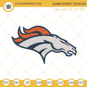 Denver Broncos Logo Embroidery Files, NFL Football Team Machine ...