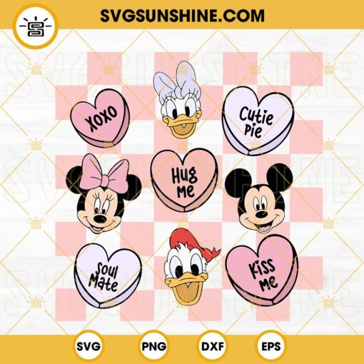 Disney Conversation Hearts SVG, Checkered SVG, Magical Heart Valentines SVG PNG DXF EPS Cut Files