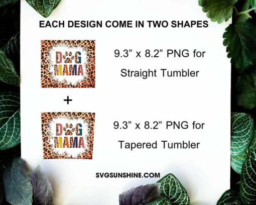 Dog Mama 20oz Tumbler Wrap PNG Sublimation, Leopard Dog Tumbler Design