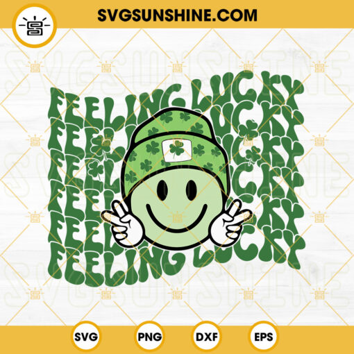 Feeling Lucky SVG, Smiley Face SVG, Shamrock SVG, Lucky Clover SVG, Retro St Patricks Day SVG
