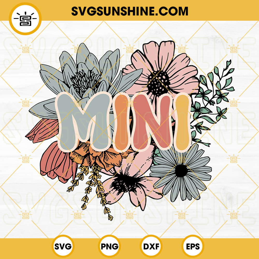 Floral Mini SVG, Mini SVG, Vintage Flowers SVG, Retro Mini SVG PNG DXF EPS