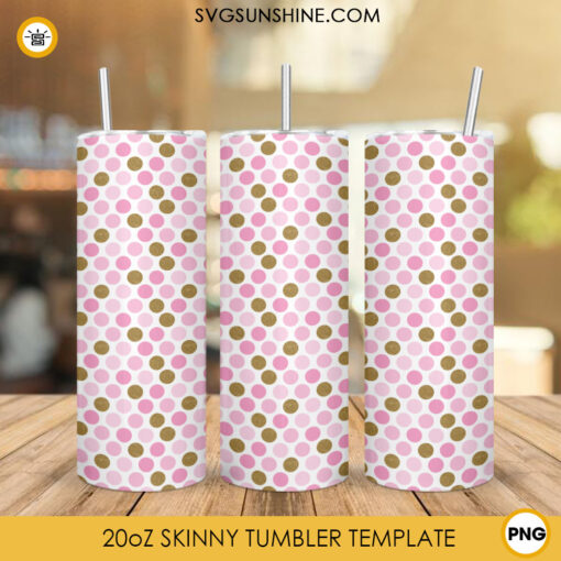 Glitter Confetti Polka Dot 20oz Skinny Tumbler PNG Design, Valentine Background Tumbler Wrap PNG File