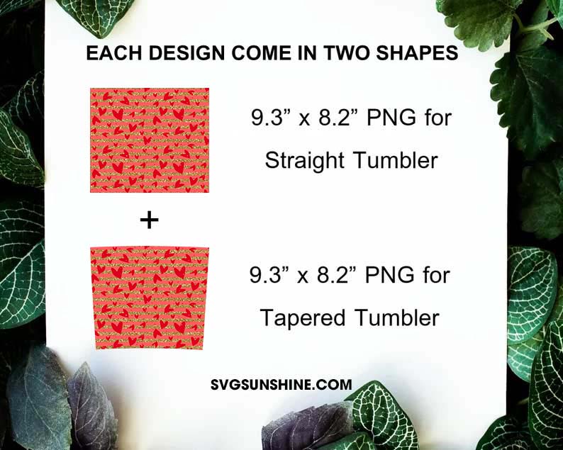 Glitter Stripes Hearts Tumbler Sublimation Designs PNG, Valentines Day 20oz Tumbler Wrap Design
