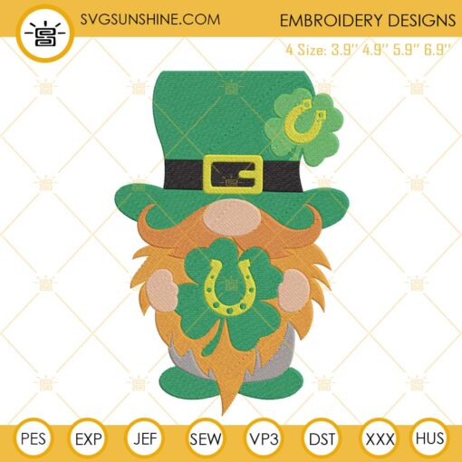 Gnome St Patricks Day Machine Embroidery Design Files Digital Download