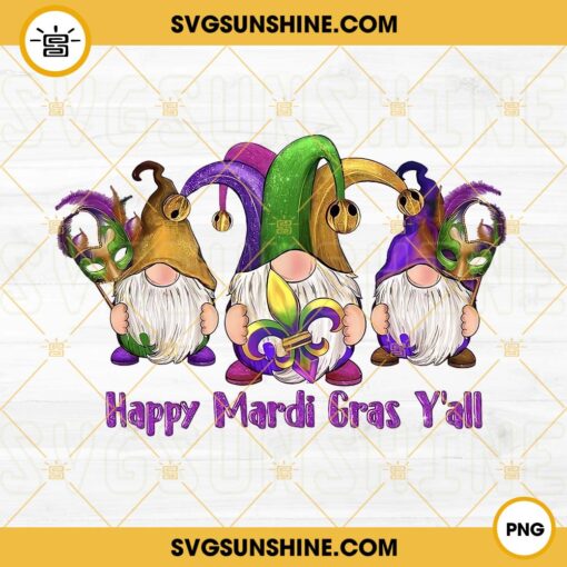 Happy Mardi Gras Y’all PNG, Mardi Gras Gnome PNG, New Orleans PNG, Fat Tuesday PNG
