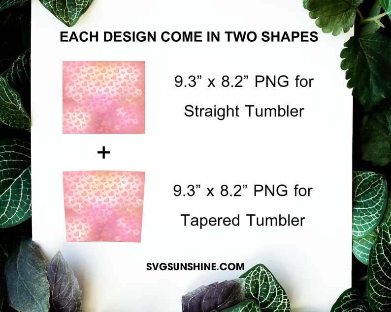 Heart Tumbler Wrap PNG, Valentine Tumbler Design Digital Downloads