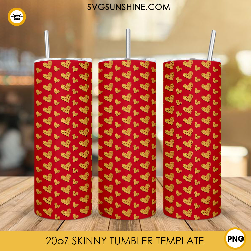 Heart Skinny Tumbler Wrap Sublimation PNG, Valentines Day PNG Digital Download