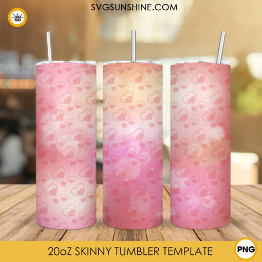 Heart Seamless Pattern Tumbler Wrap Design, Valentine 20oz Skinny Tumbler Wrap PNG Digital Download