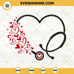 Heart Stethoscope SVG, Heart Nurse SVG, Valentine Nurse SVG PNG DXF EPS Cricut Silhouette