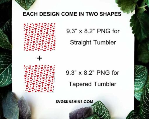 Heart Tumbler PNG Sublimation Design, Valentine’s Day Tumbler Wrap Digital Download