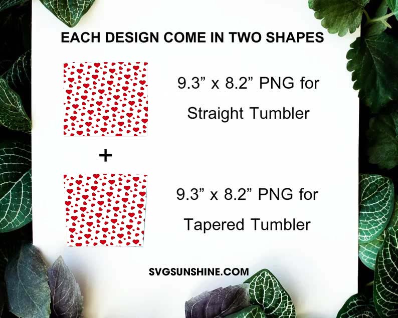 Heart Tumbler PNG Sublimation Design, Valentine's Day Tumbler Wrap Digital Download