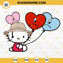 Hello Kitty Bad Bunny Bucket Hat SVG, Hello Kitty Bad Bunny Heart SVG, Valentine’s Day Bad Bunny SVG PNG DXF EPS