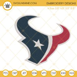 Houston Texans Logo Embroidery Files, NFL Football Team Machine Embroidery Designs