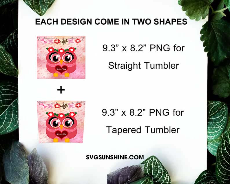 I Love You Owl Tumbler Wrap Design, Cute Valentine Skinny Tumbler PNG