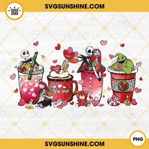 Jack And Sally Valentine Coffee PNG, True Love PNG, Valentine Coffee PNG, Nightmare Before Christmas Valentine PNG
