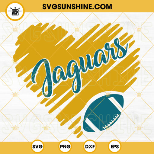 Jacksonville Jaguars Heart SVG, Jaguars Football SVG, NFL Team SVG PNG DXF EPS Files For Cricut