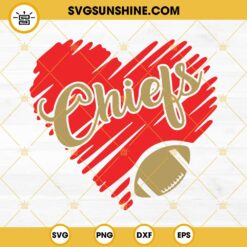 Kansas City Chiefs Heart SVG, Chiefs Football SVG, NFL Team SVG PNG DXF EPS Files For Cricut