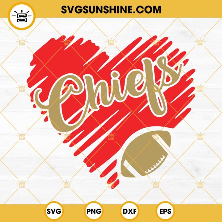 Kansas City Chiefs Heart SVG, Chiefs Football SVG, NFL Team SVG PNG DXF