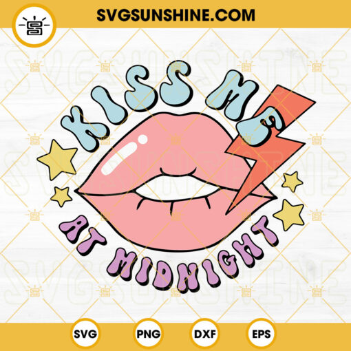 Kiss Me At Midnight SVG, Lips Valentines Day SVG PNG DXF EPS Cricut Files