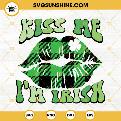 Kiss Me Im Irish SVG, Patrick Lips SVG, Shamrock SVG, St Patrick’s Day SVG PNG DXF EPS Files