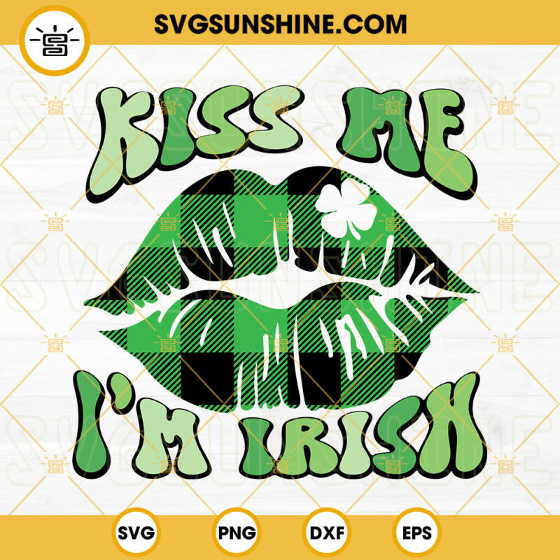 Kiss Me Im Irish SVG, Patrick Lips SVG, Shamrock SVG, St Patrick’s Day