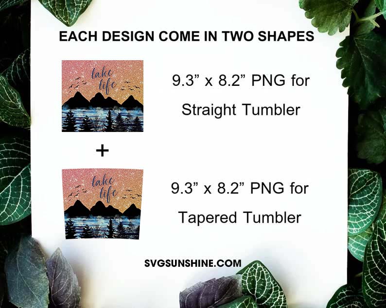 Lake Life 20oz Skinny Tumbler Wrap Design PNG