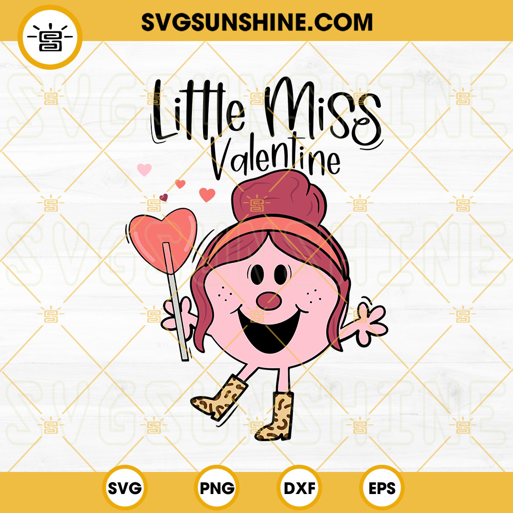 Little Miss Valentine SVG, Little Miss SVG, Kids SVG, Valentines Day SVG PNG DXF EPS Files