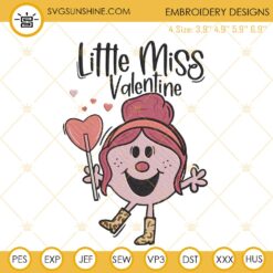 Little Miss Valentine Embroidery Designs, Cute Kids Valentine Embroidery Files
